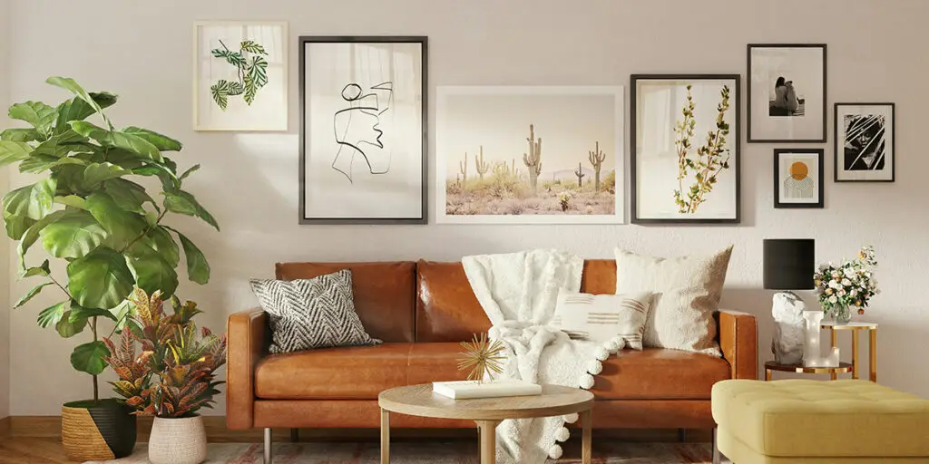 Framed photos and artwork